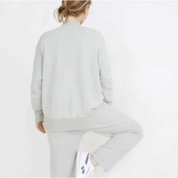 Madewell MWL Airyterry Light Green Half-Zip Sweatshirt - Size - Medium - Picture 2 of 8